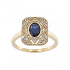 9ct Yellow Gold Sapphire & Diamond Cluster Ring