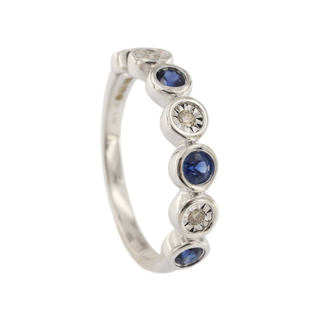 9ct White Gold Sapphire & Diamond 1/2 Eternity Ring