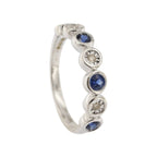 9ct White Gold Sapphire & Diamond 1/2 Eternity Ring