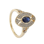 9ct Yellow Gold Sapphire & Diamond Cluster Ring