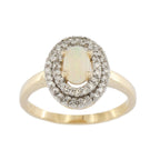 9ct Yellow Gold Opal & Diamond Cluster Ring