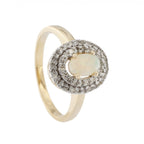 9ct Yellow Gold Opal & Diamond Cluster Ring