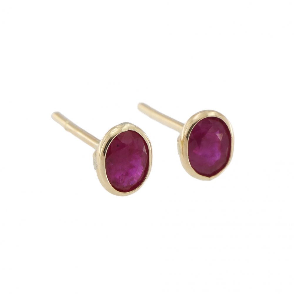 9ct Yellow Gold Ruby Stud Earrings