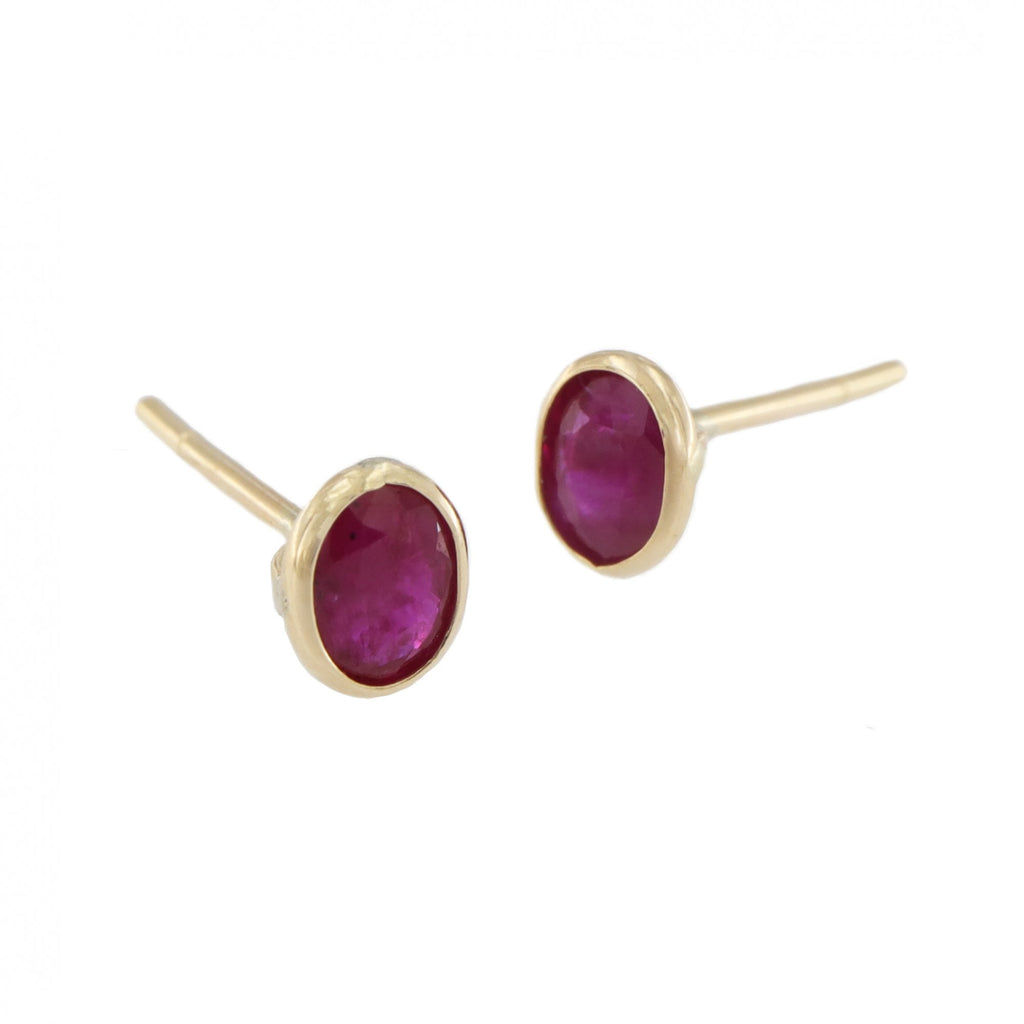 9ct Yellow Gold Ruby Stud Earrings