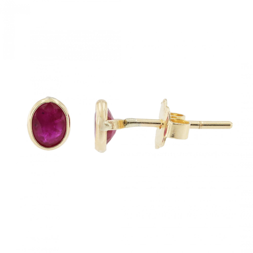 9ct Yellow Gold Ruby Stud Earrings