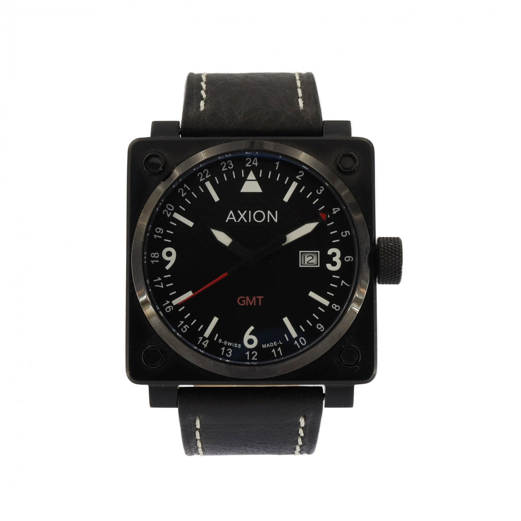 Axion Aero GMT V2 Round Black Dial Black Strap Watch