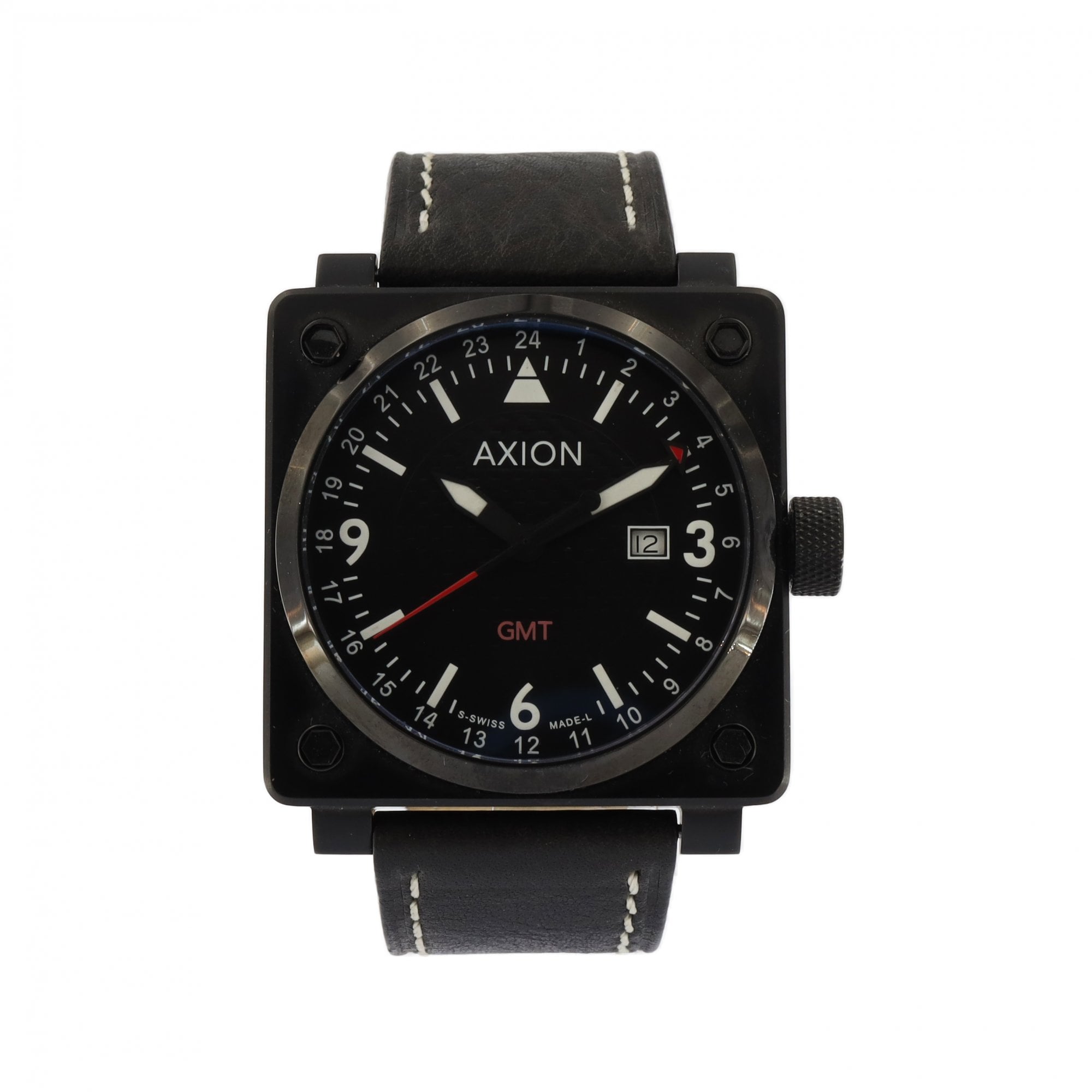 Axion Aero GMT V2 Round Black Dial Black Strap Watch