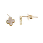9ct Yellow Gold Large Mother of Pearl Petal Stud Earrings
