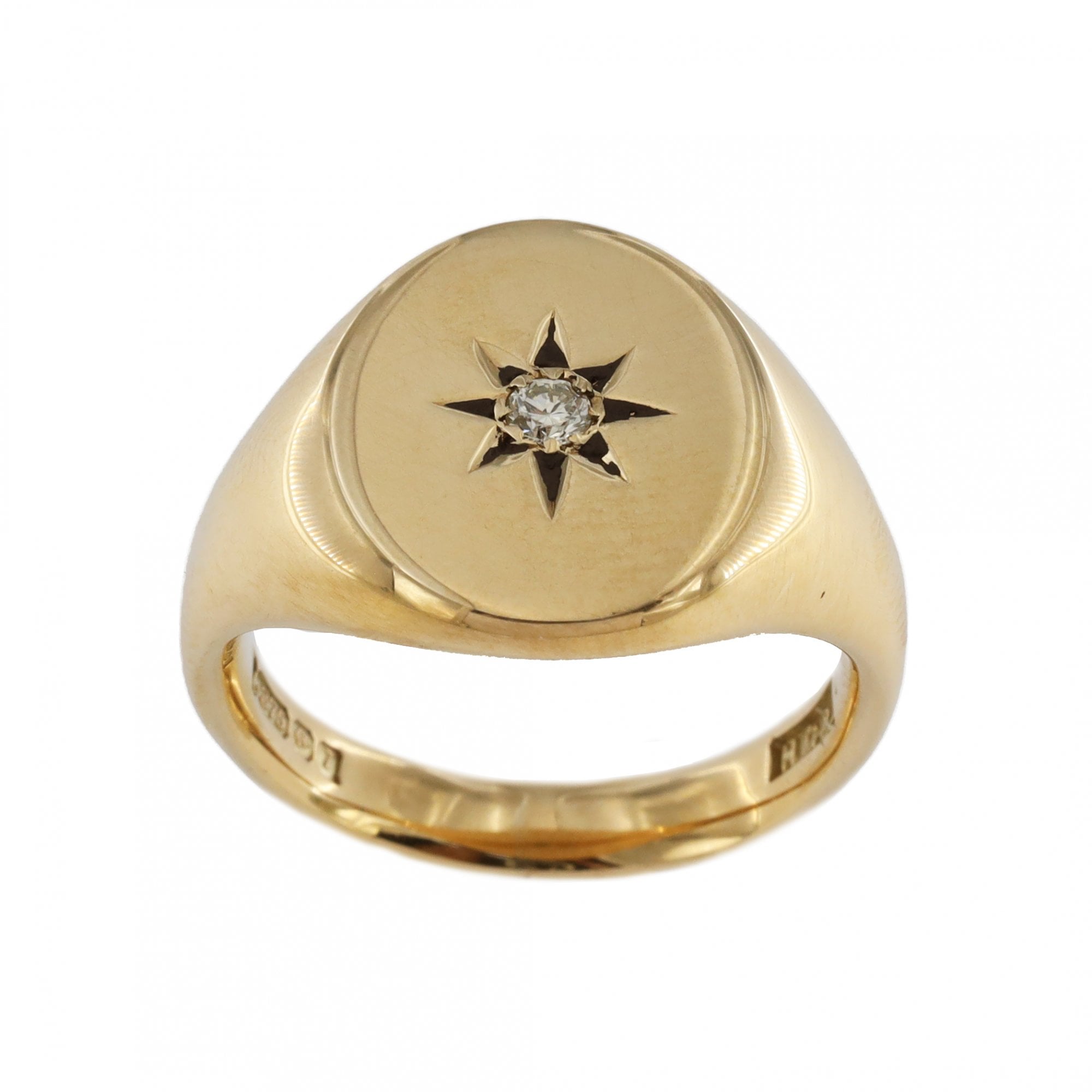 9ct Yellow Gold Diamond Oval Signet