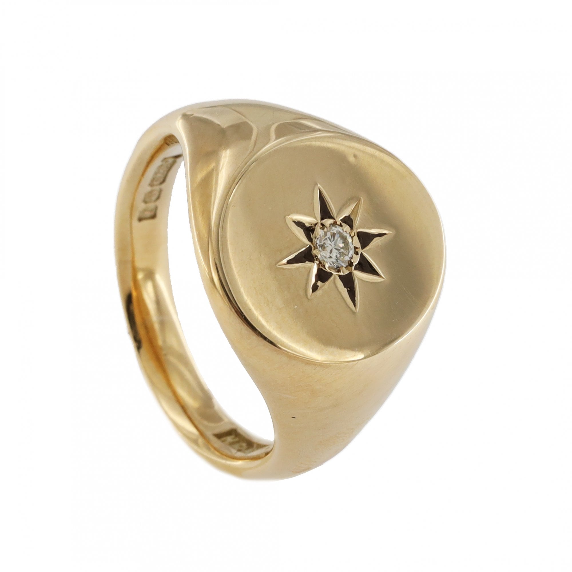 9ct Yellow Gold Diamond Oval Signet