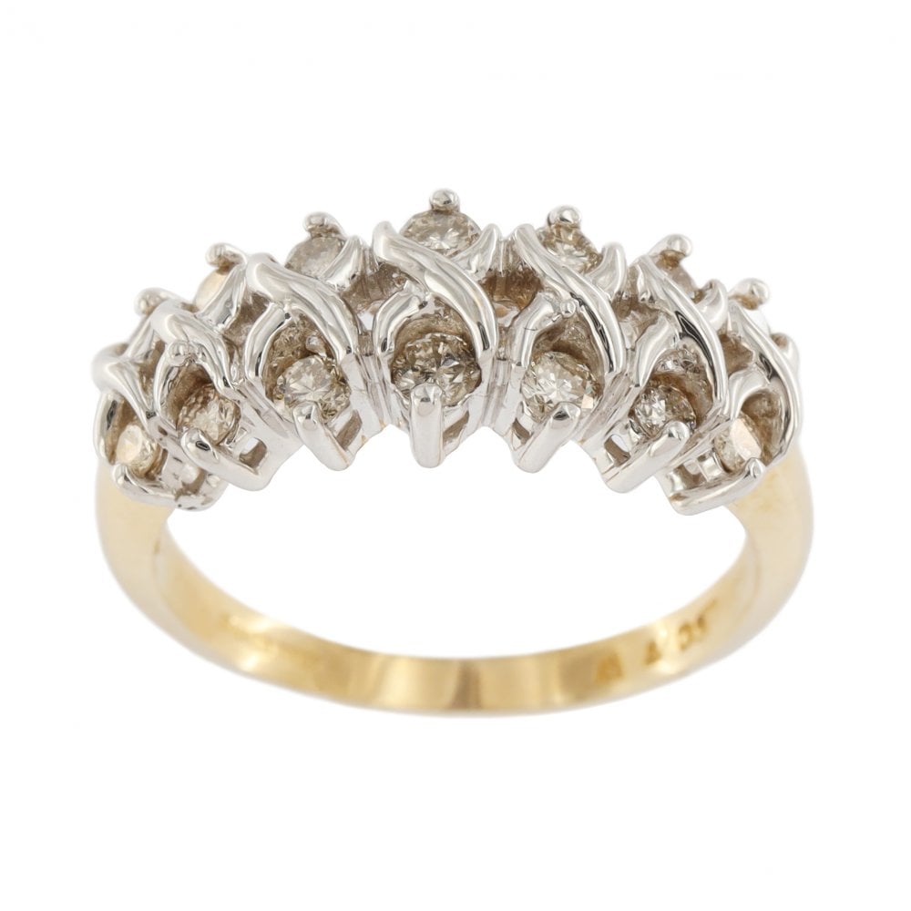 9ct Yellow Gold Diamond 0.50ct Double 1/2 Eternity Ring