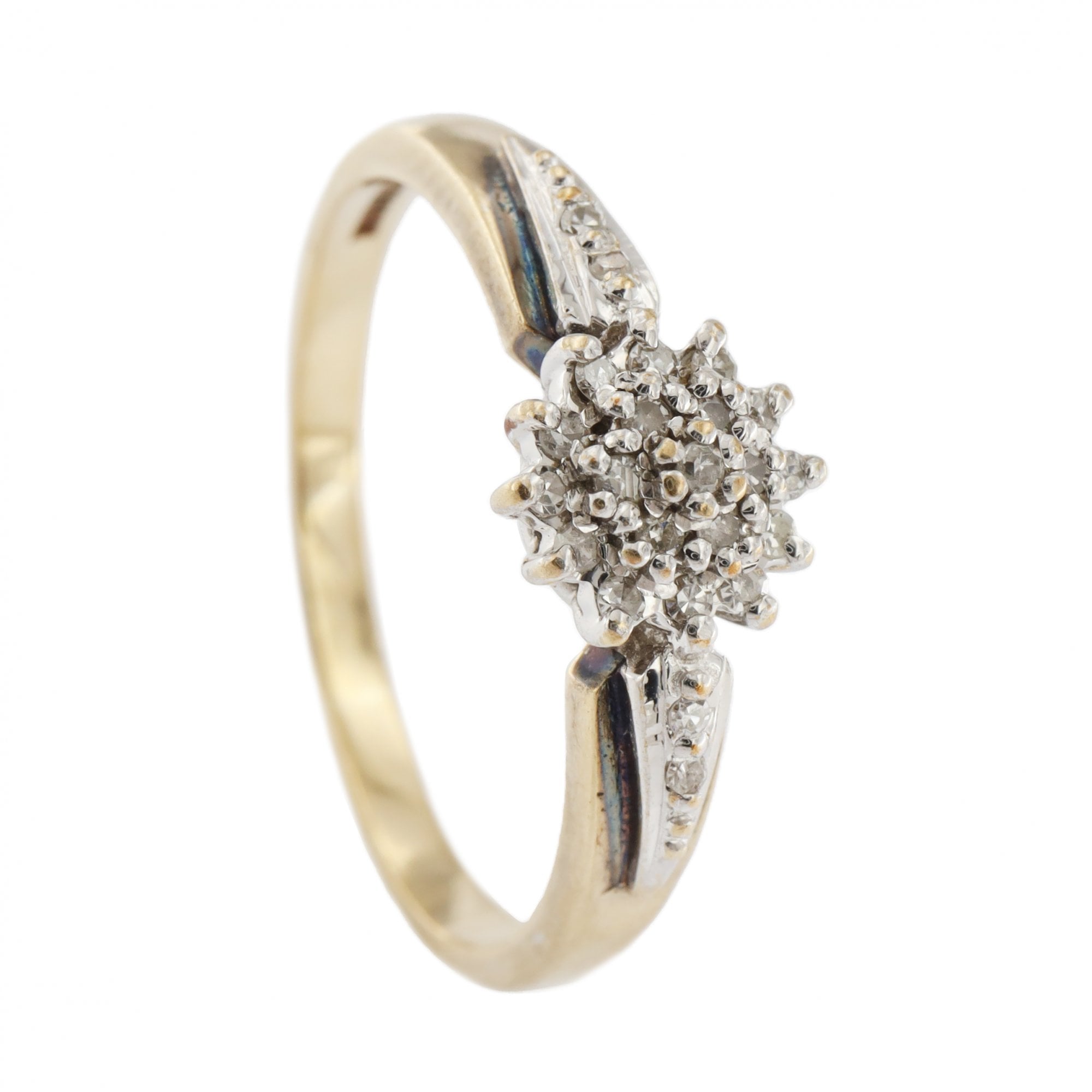 9ct Yellow Gold Diamond 0.20ct Cluster Ring