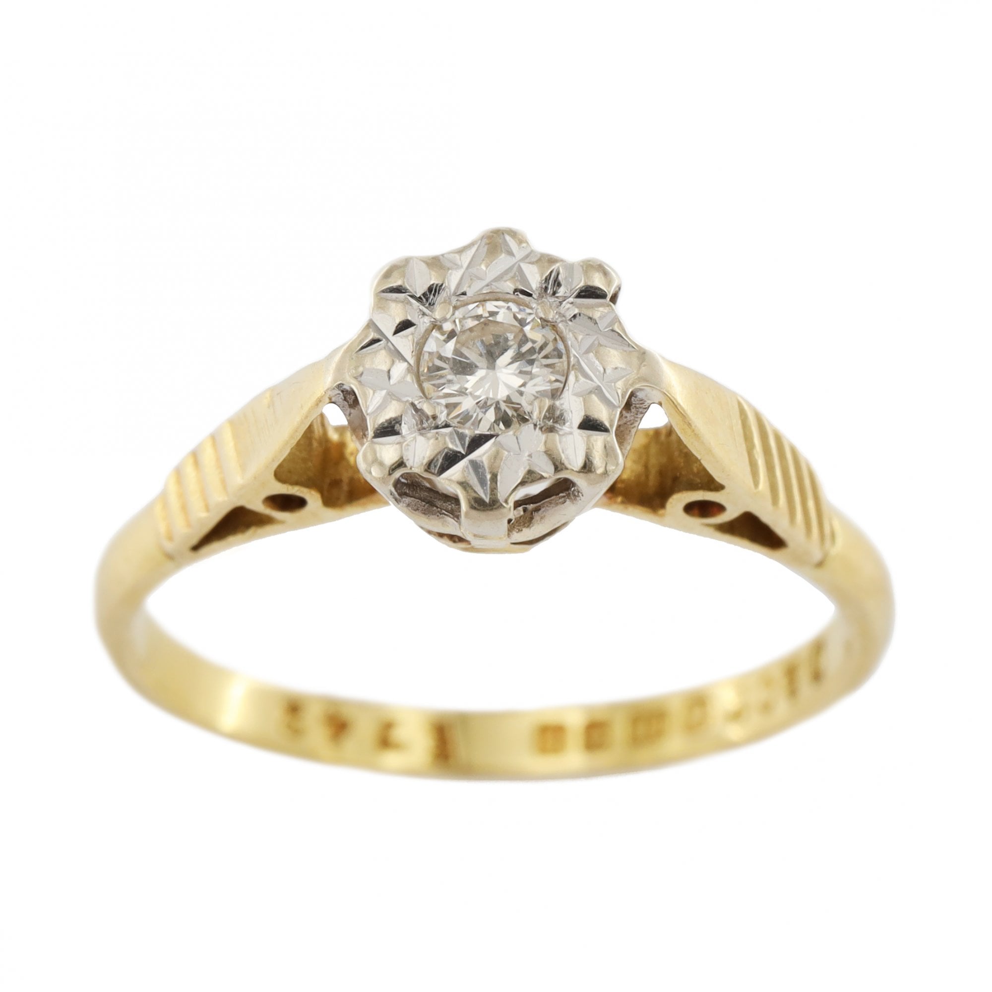 18ct Yellow Gold Diamond 01.5ct Single Stone Ring