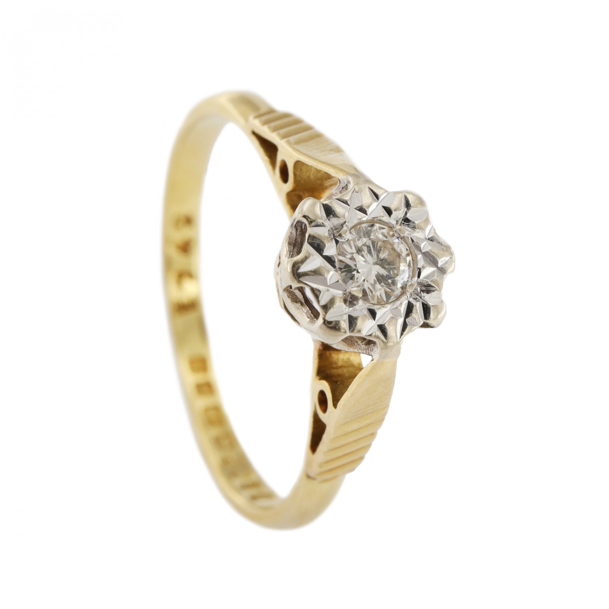 18ct Yellow Gold Diamond 01.5ct Single Stone Ring