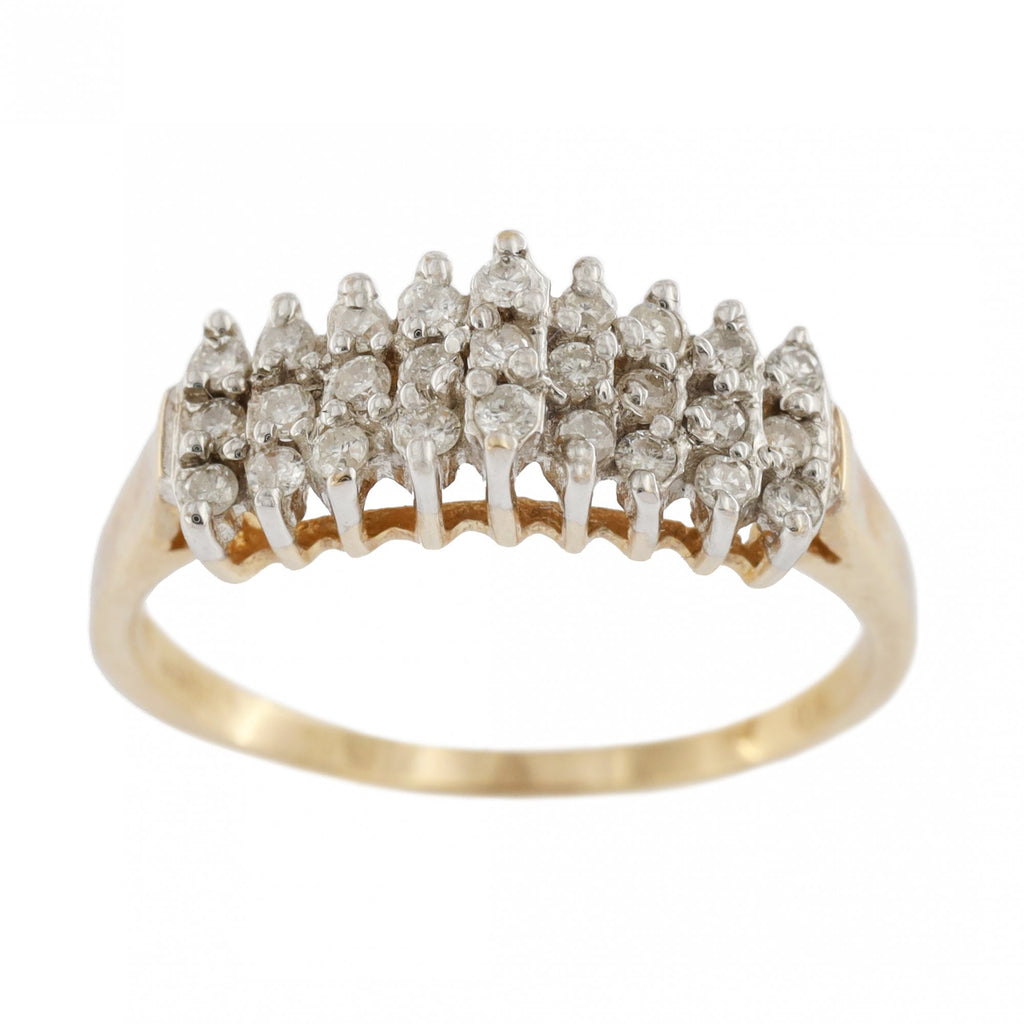 9ct Yellow Gold Diamond 0.25ct 27 Stone Cluster Ring