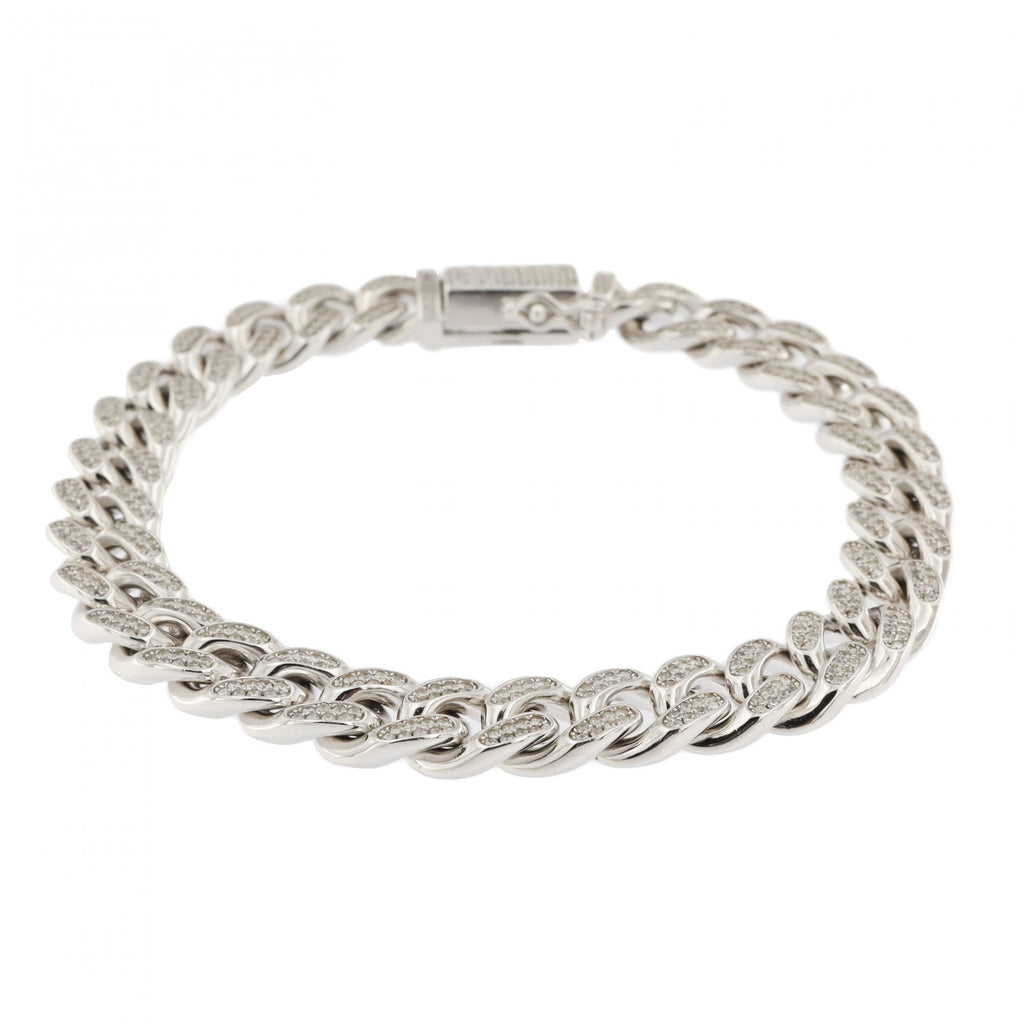 Silver Curb Cubic Zirconia Bracelet