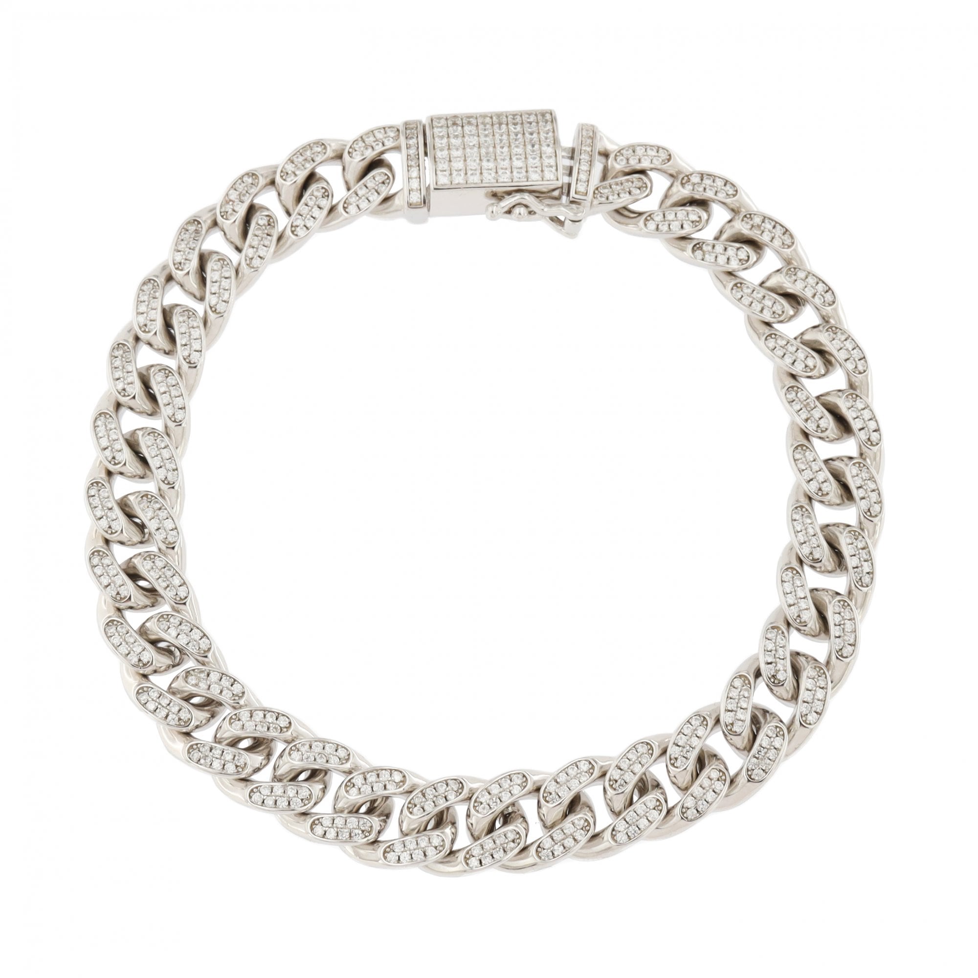 Silver Curb Cubic Zirconia Bracelet