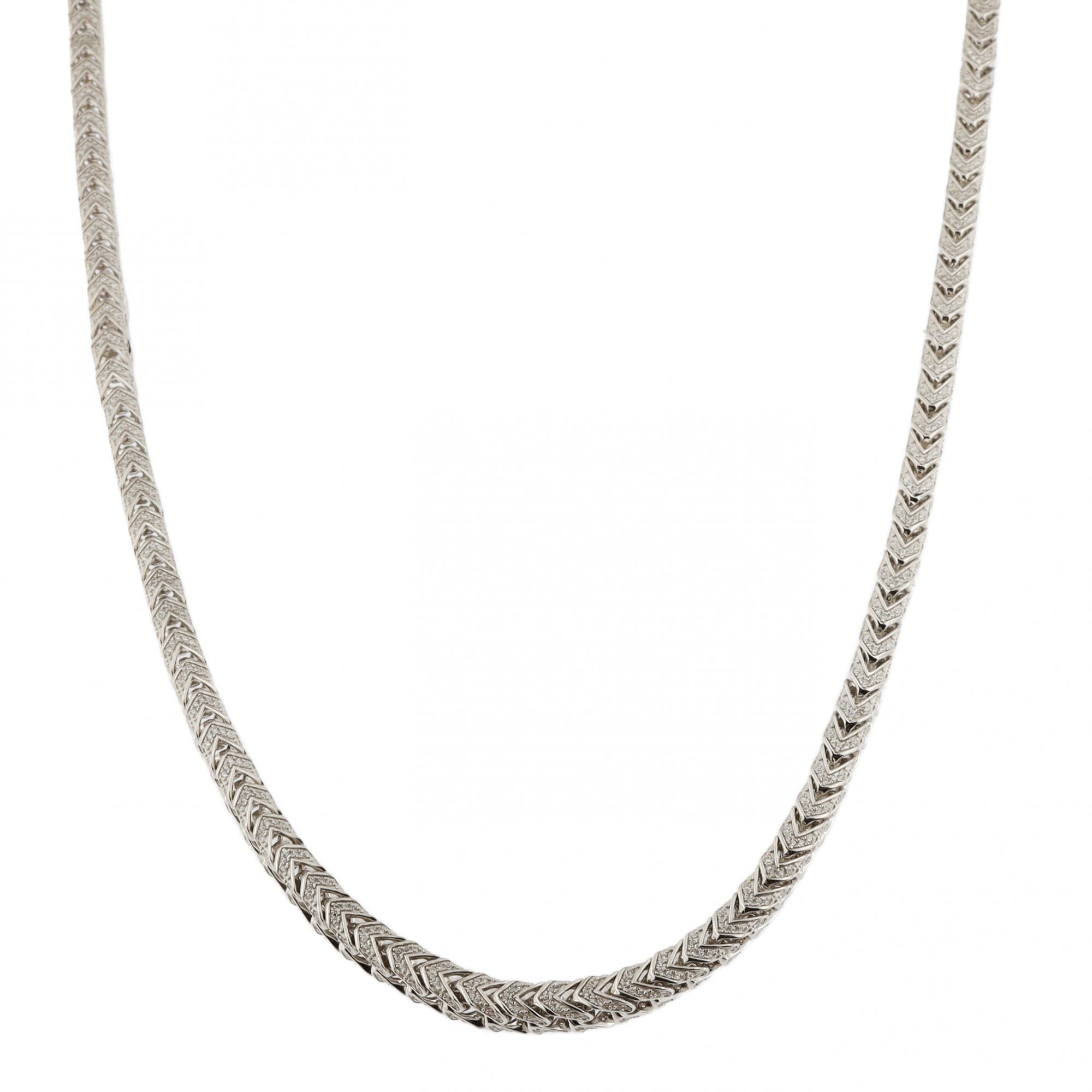 Silver Square Curb Cubic Zirconia Chain 28"
