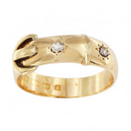 18ct Yellow Gold Diamond 0.1ct 2 Stone Buckle Ring