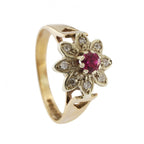 9ct Yellow Gold Ruby & Diamond Cluster Ring