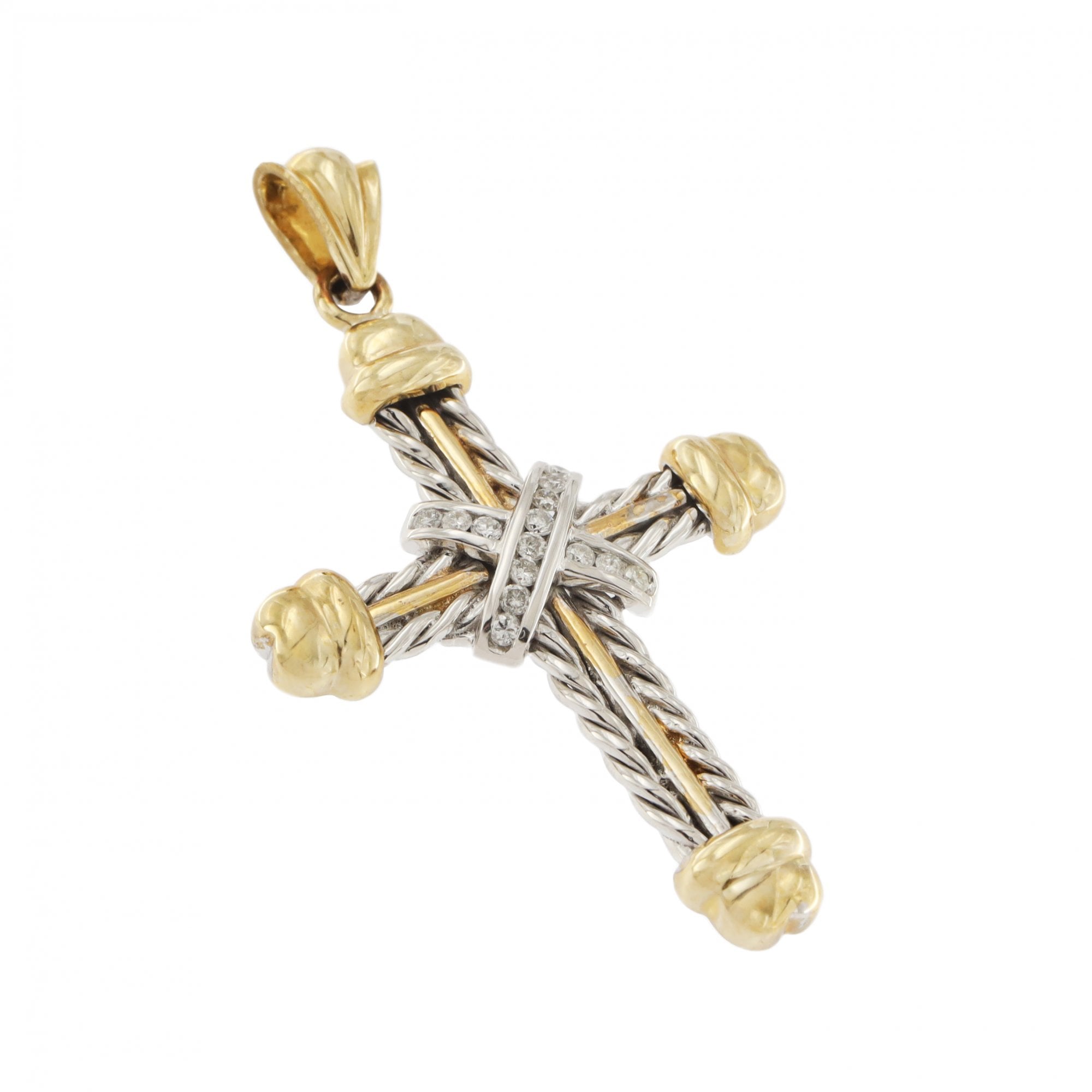 9ct Yellow and White Gold Diamond Cross 0.50ct