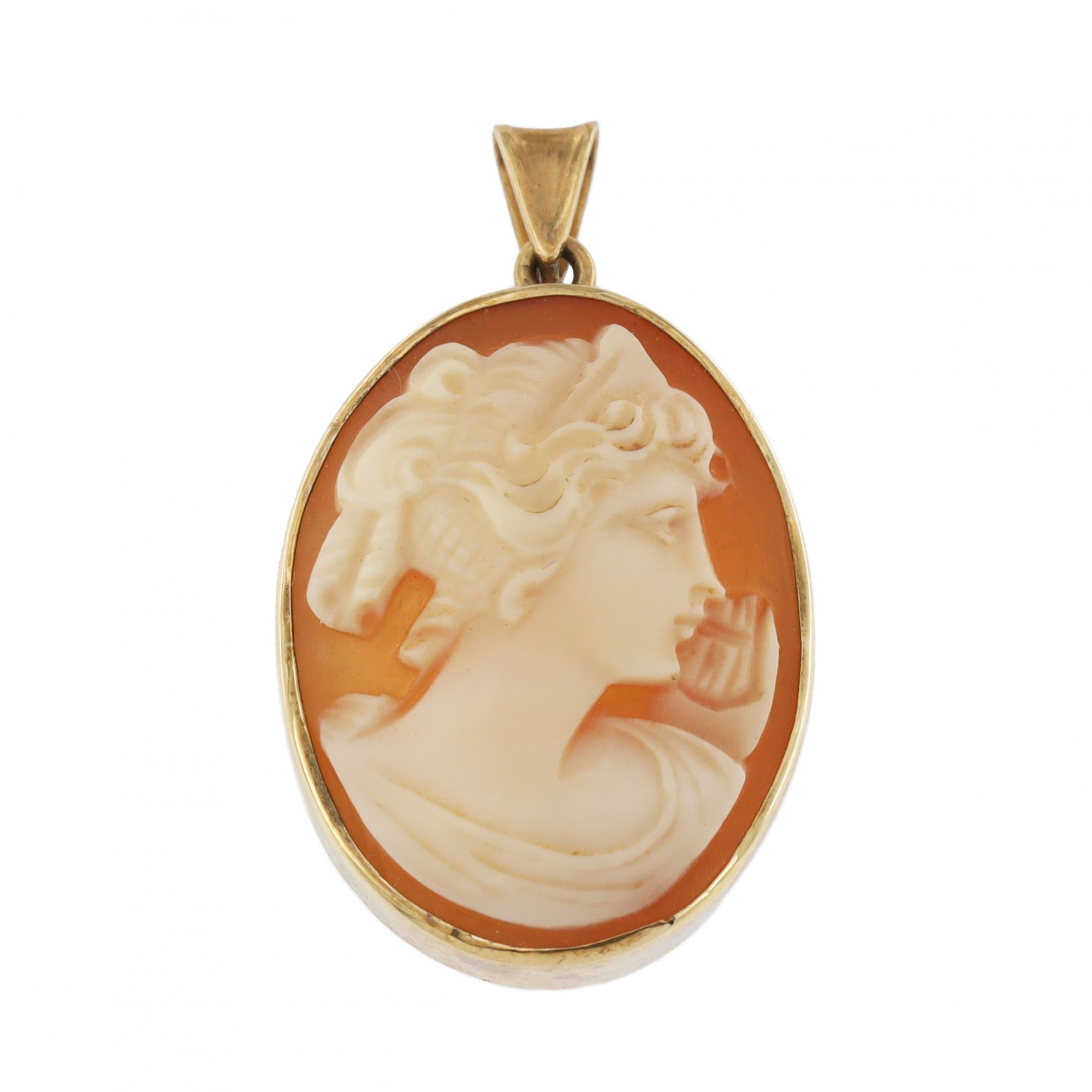 9ct Yellow Gold Cameo Oval Pendant
