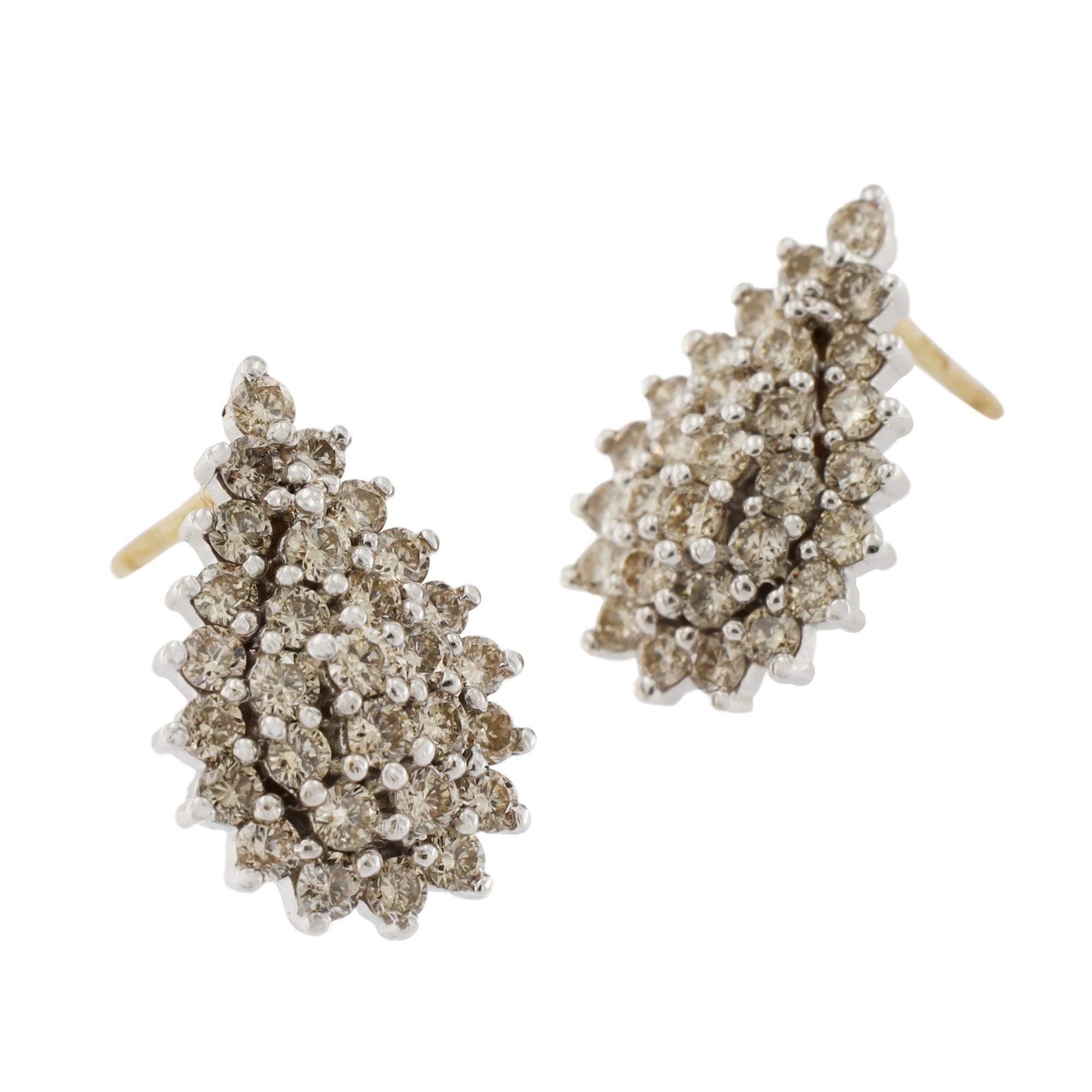 9ct Yellow Gold Diamond 1.25ct Cluster Pear Shape Earrings