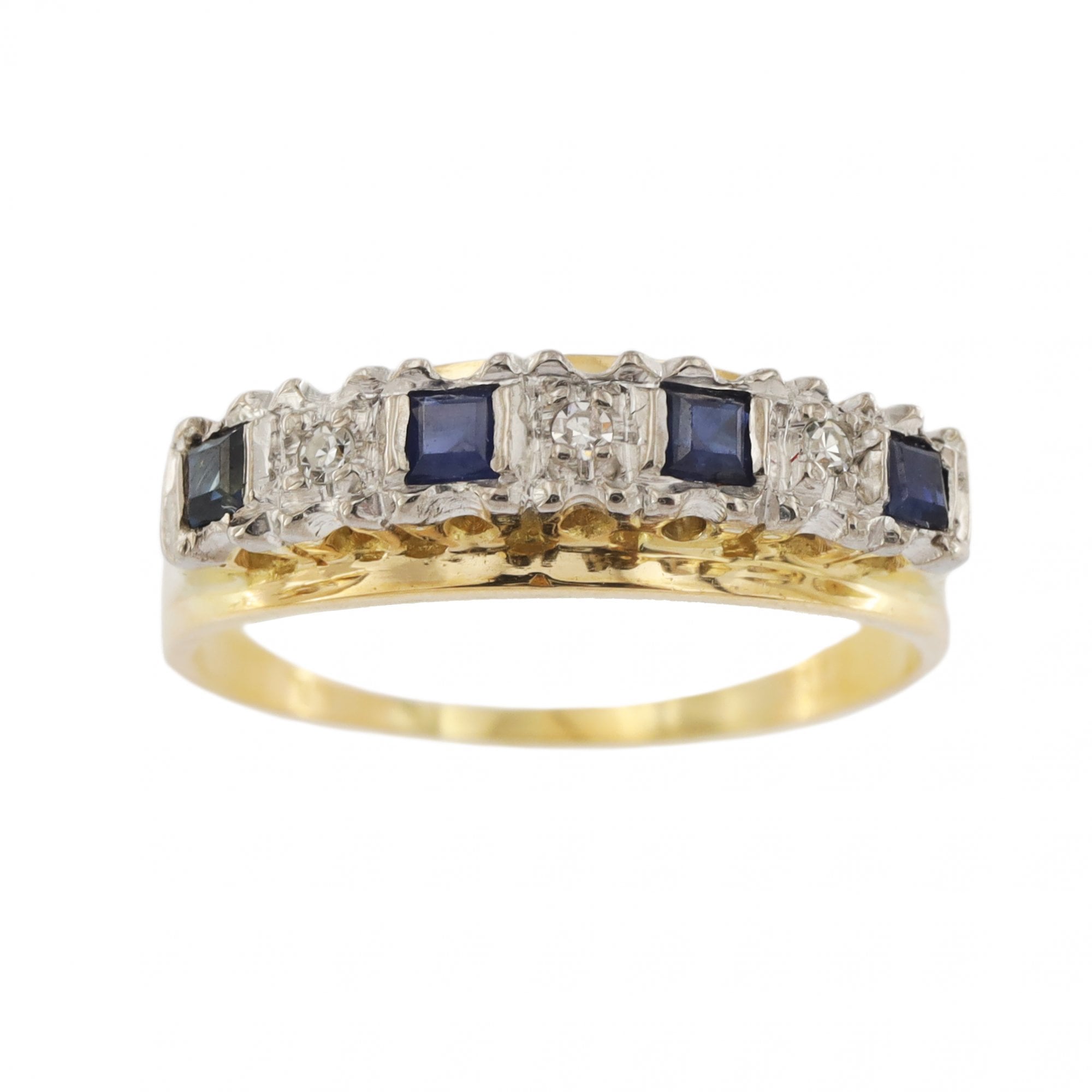18ct Yellow Gold Sapphire & Diamond 1/2 Eternity Ring