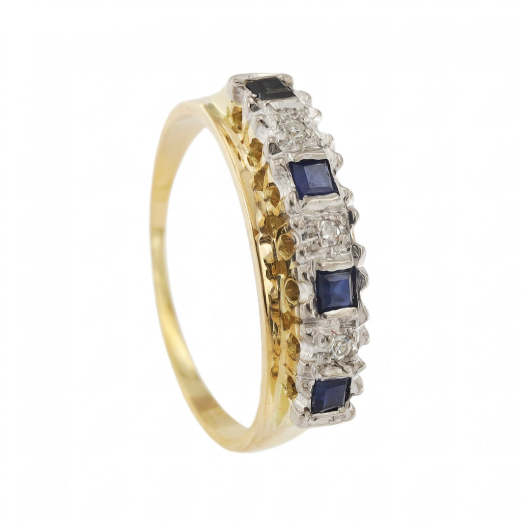 18ct Yellow Gold Sapphire & Diamond 1/2 Eternity Ring