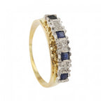 18ct Yellow Gold Sapphire & Diamond 1/2 Eternity Ring