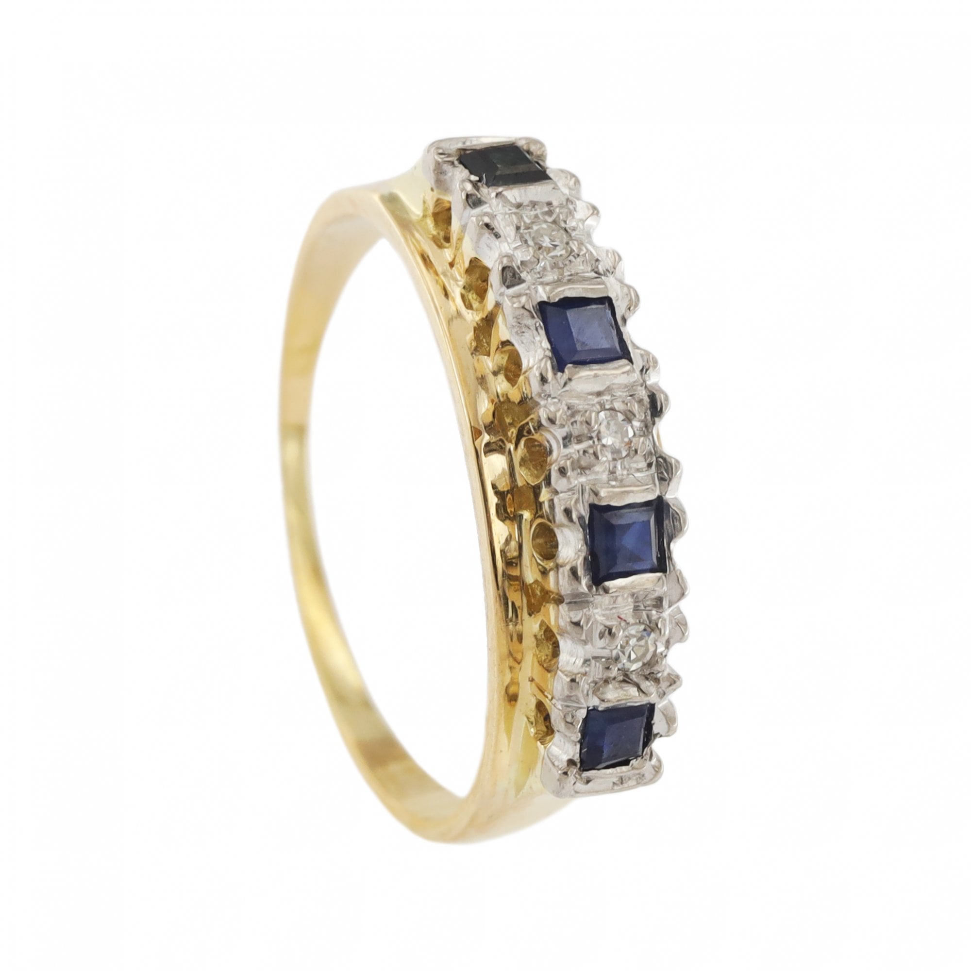 18ct Yellow Gold Sapphire & Diamond 1/2 Eternity Ring
