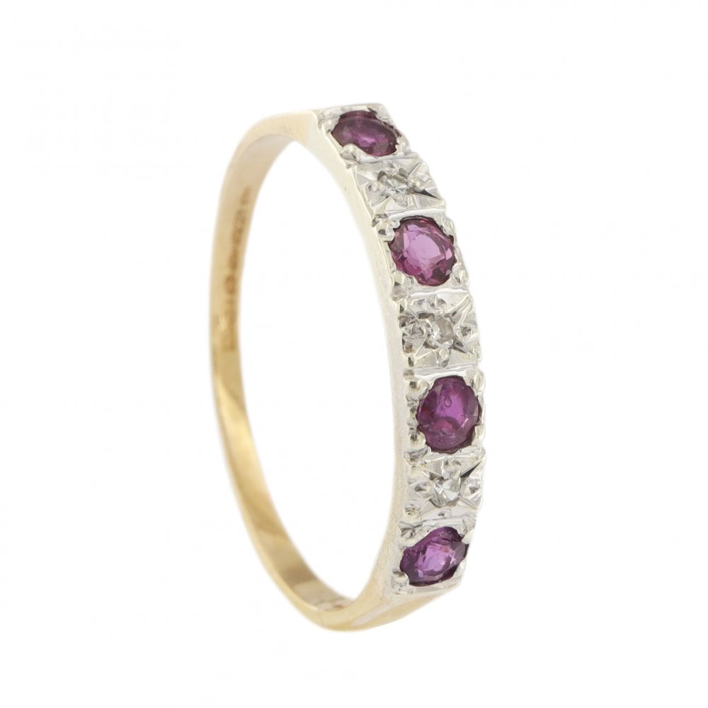 9ct Yellow Gold Ruby & Diamond 1/2 Eternity Ring