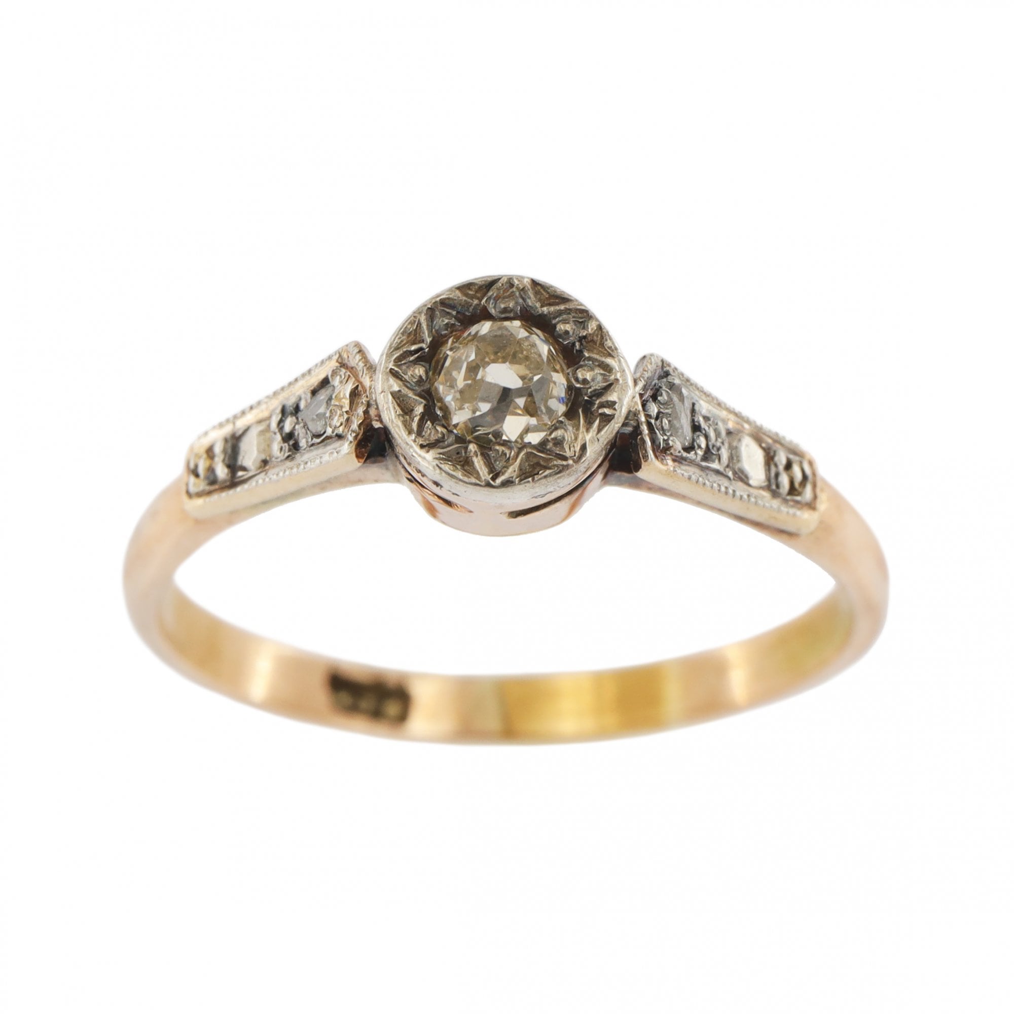 9ct Rose Gold Diamond 0.15ct Old Cut Solitaire Ring