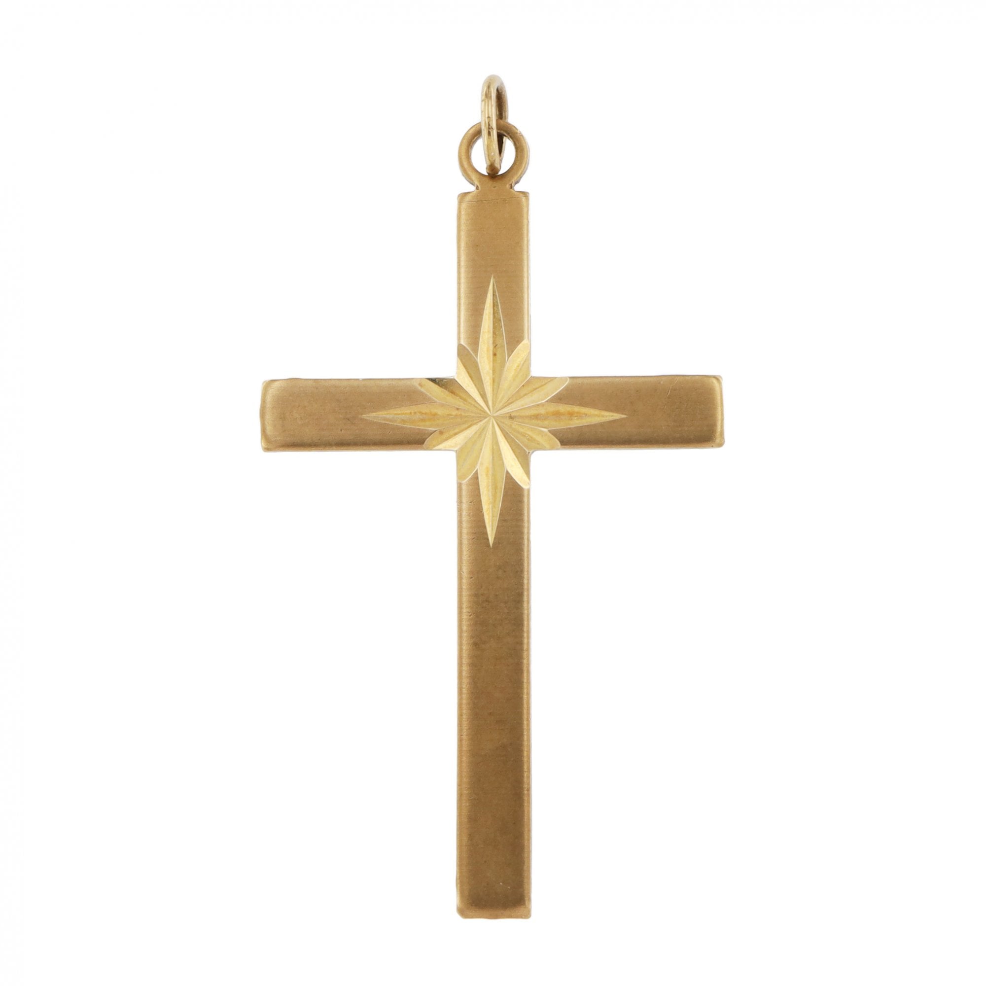 9ct Yellow Gold Engraved Cross Pendant