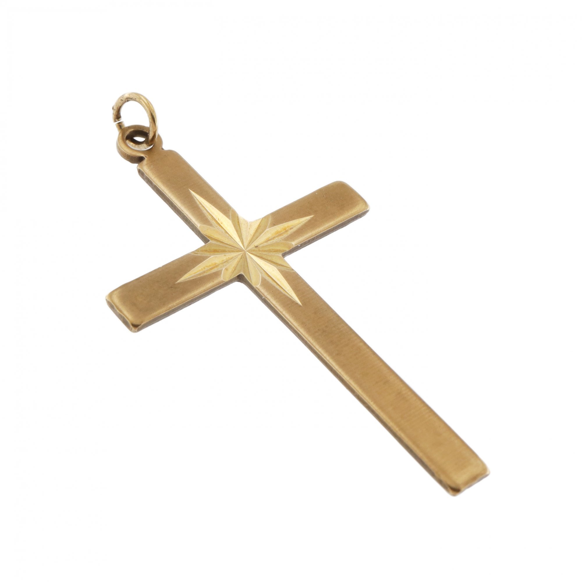 9ct Yellow Gold Engraved Cross Pendant