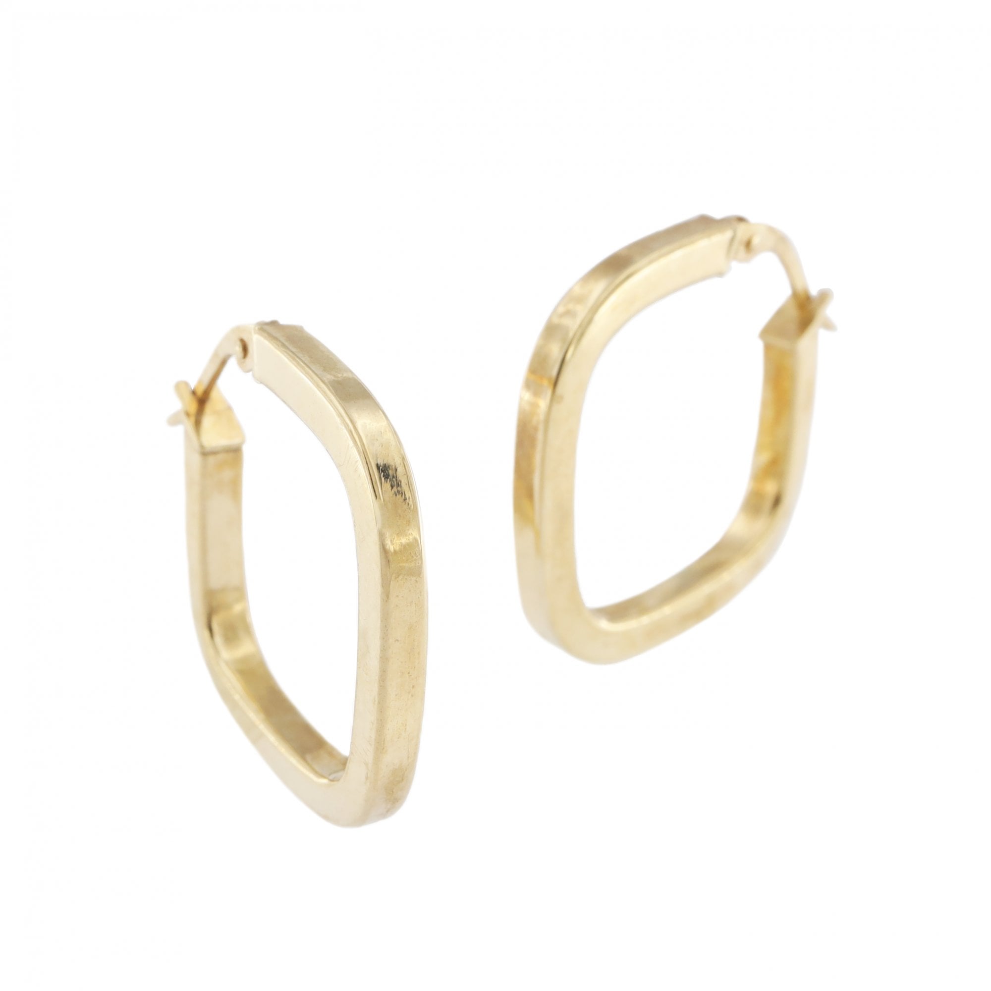 9ct Yellow Gold Square Hoop Earrings