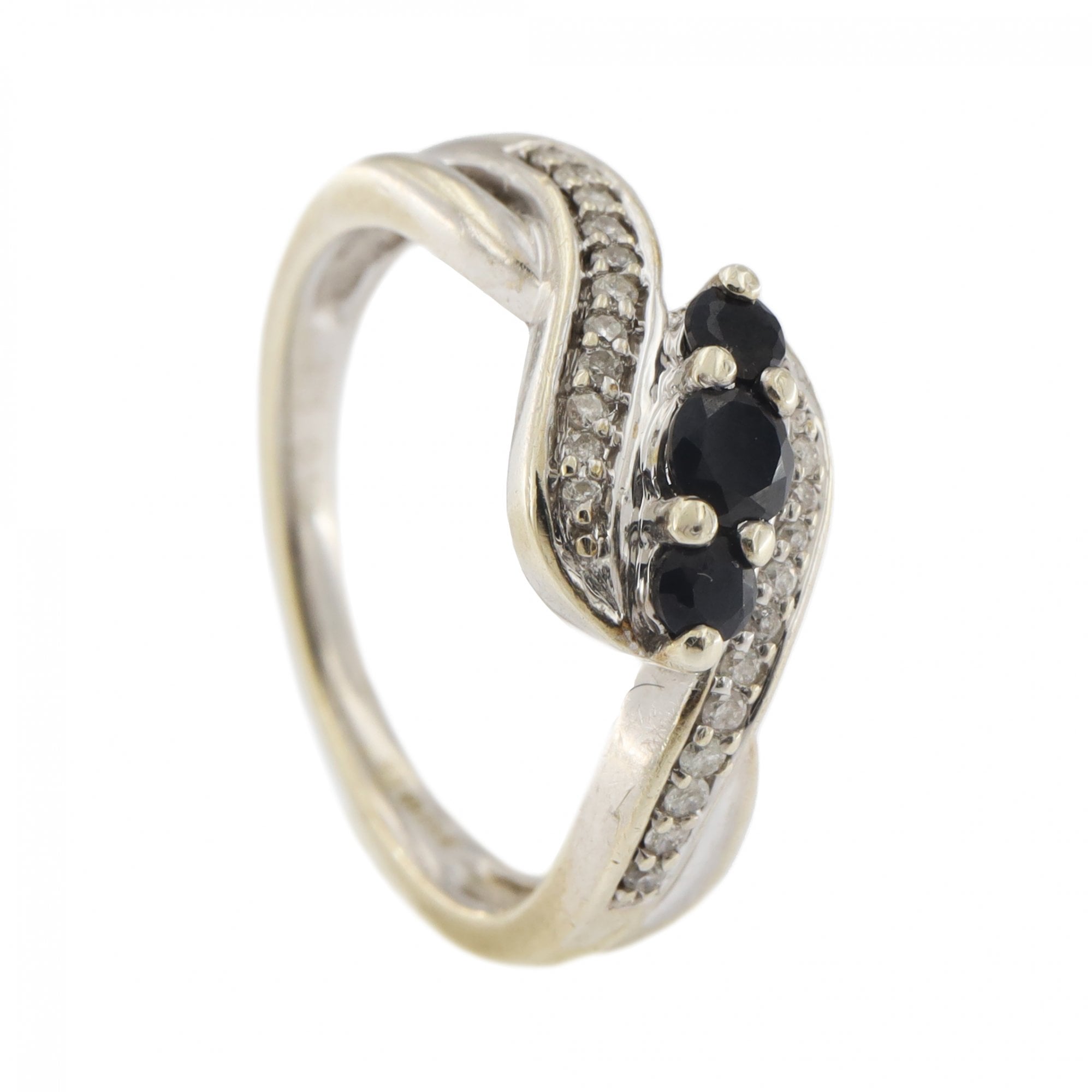 9ct Yellow and White Gold Sapphire & Diamond 3 Stone Ring