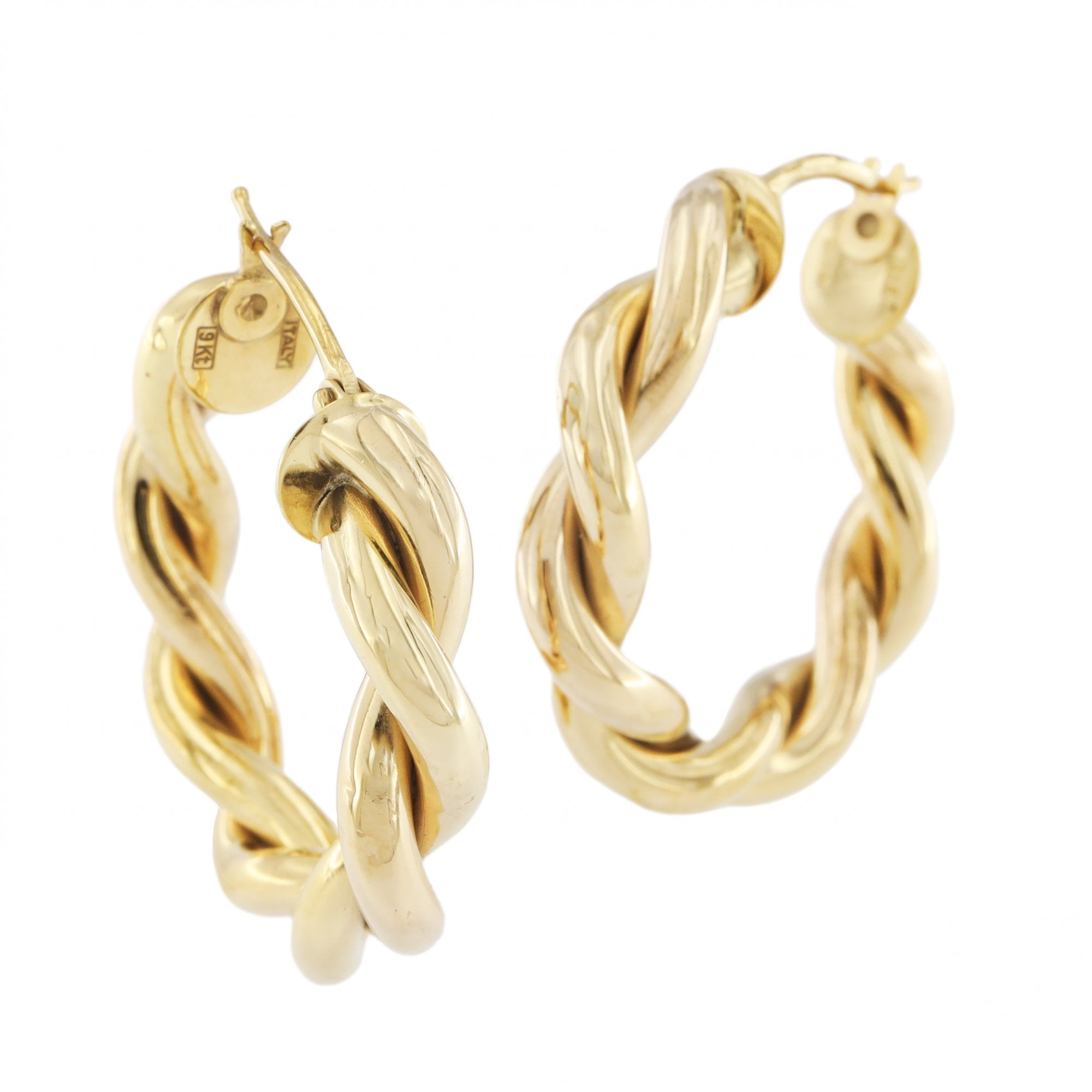 9ct Yellow Gold Twisted Hoop Earrings