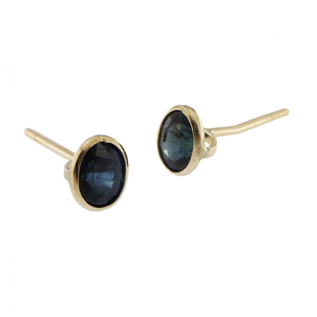 9ct Yellow Gold Oval Sapphire Stud Earrings