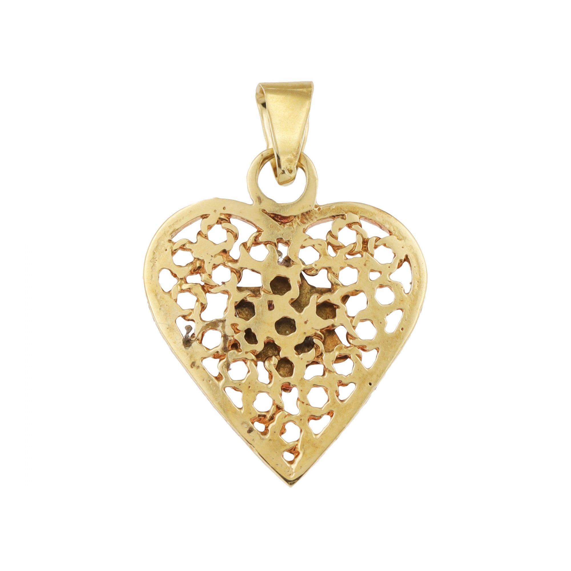 14ct Yellow Gold Star Of David Heart Pendant