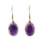 9ct Yellow Gold Amethyst Drop Earrings