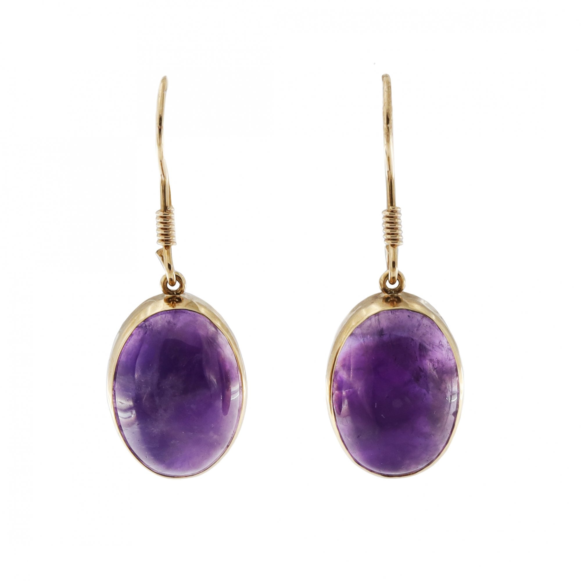 9ct Yellow Gold Amethyst Drop Earrings