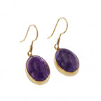 9ct Yellow Gold Amethyst Drop Earrings