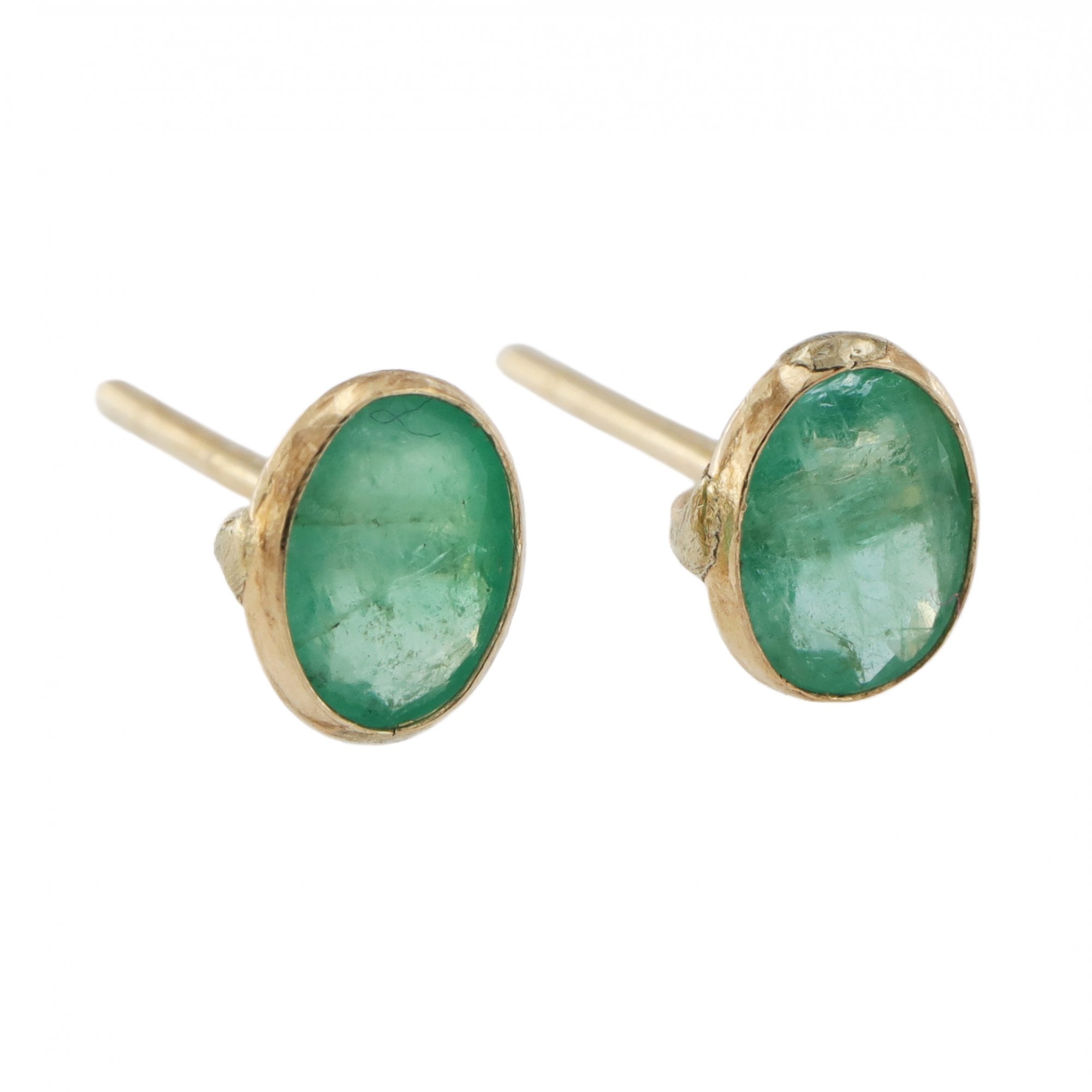 9ct Yellow Gold Emerald Stud Earrings