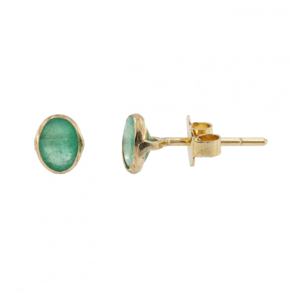 9ct Yellow Gold Emerald Stud Earrings