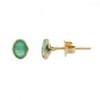 9ct Yellow Gold Emerald Stud Earrings