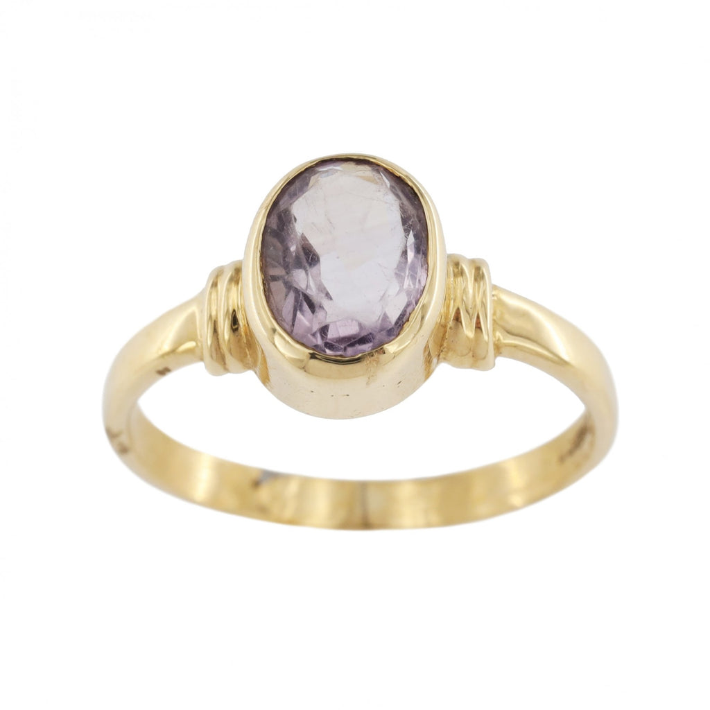 9ct Yellow Gold Amethyst Single Stone Ring