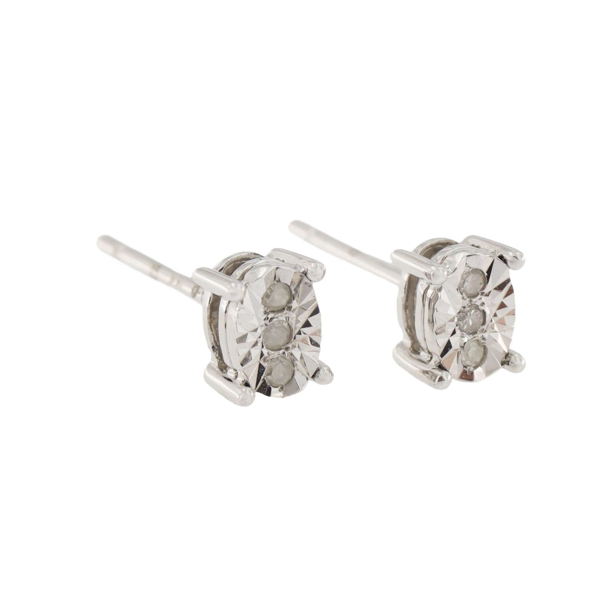 9ct White Gold Diamond 0.10ct Stud Earrings