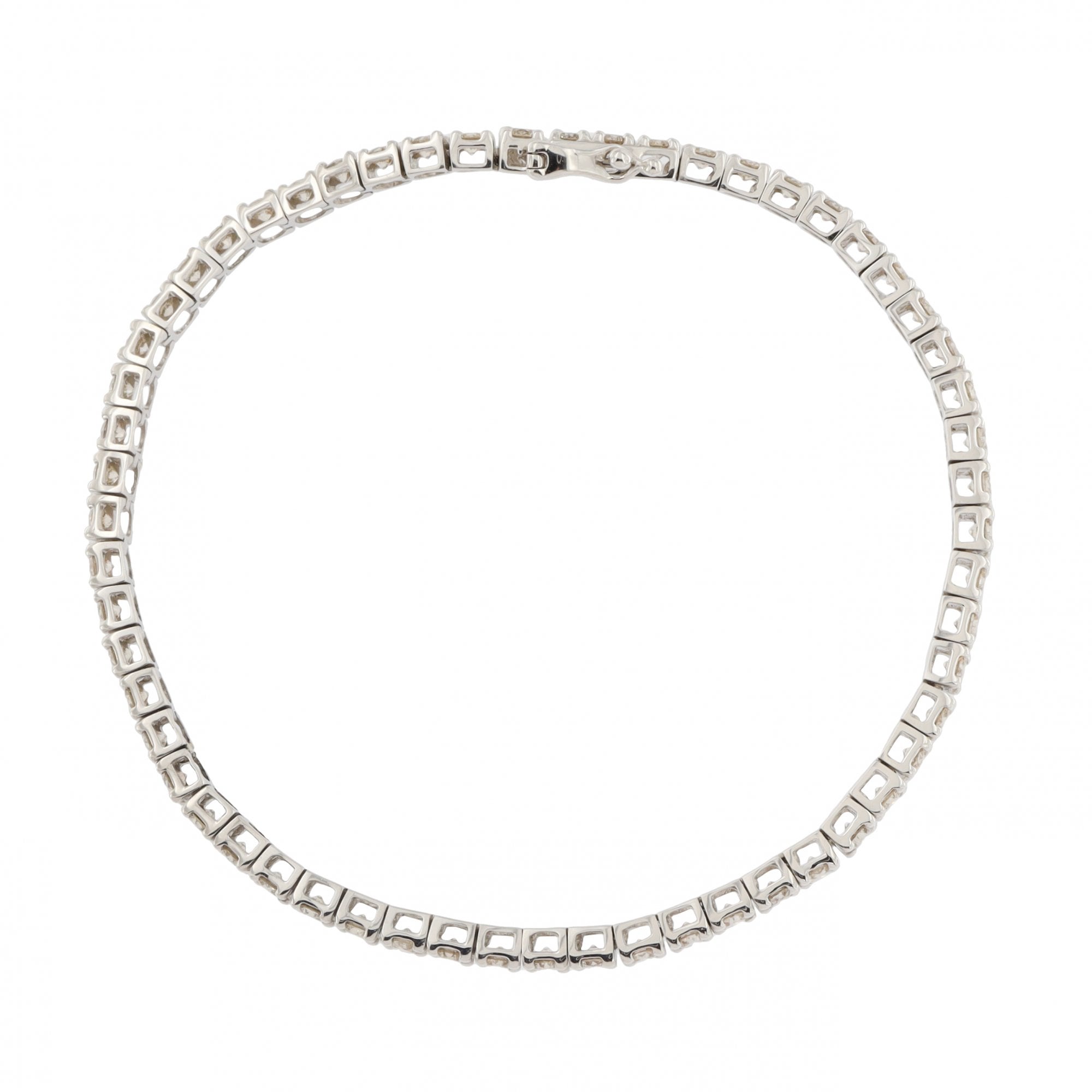 9ct White Gold Diamond 3.10ct Line Bracelet