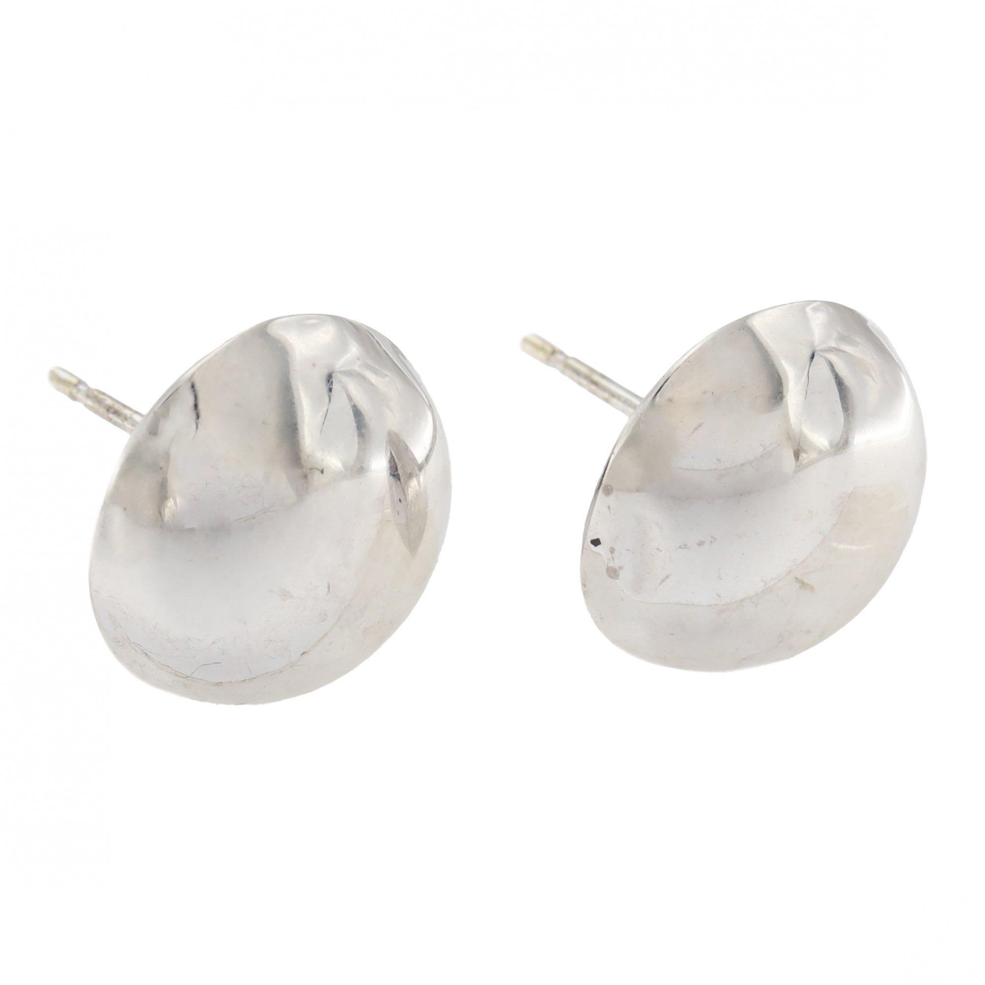 9ct White Gold Button Stud Earrings